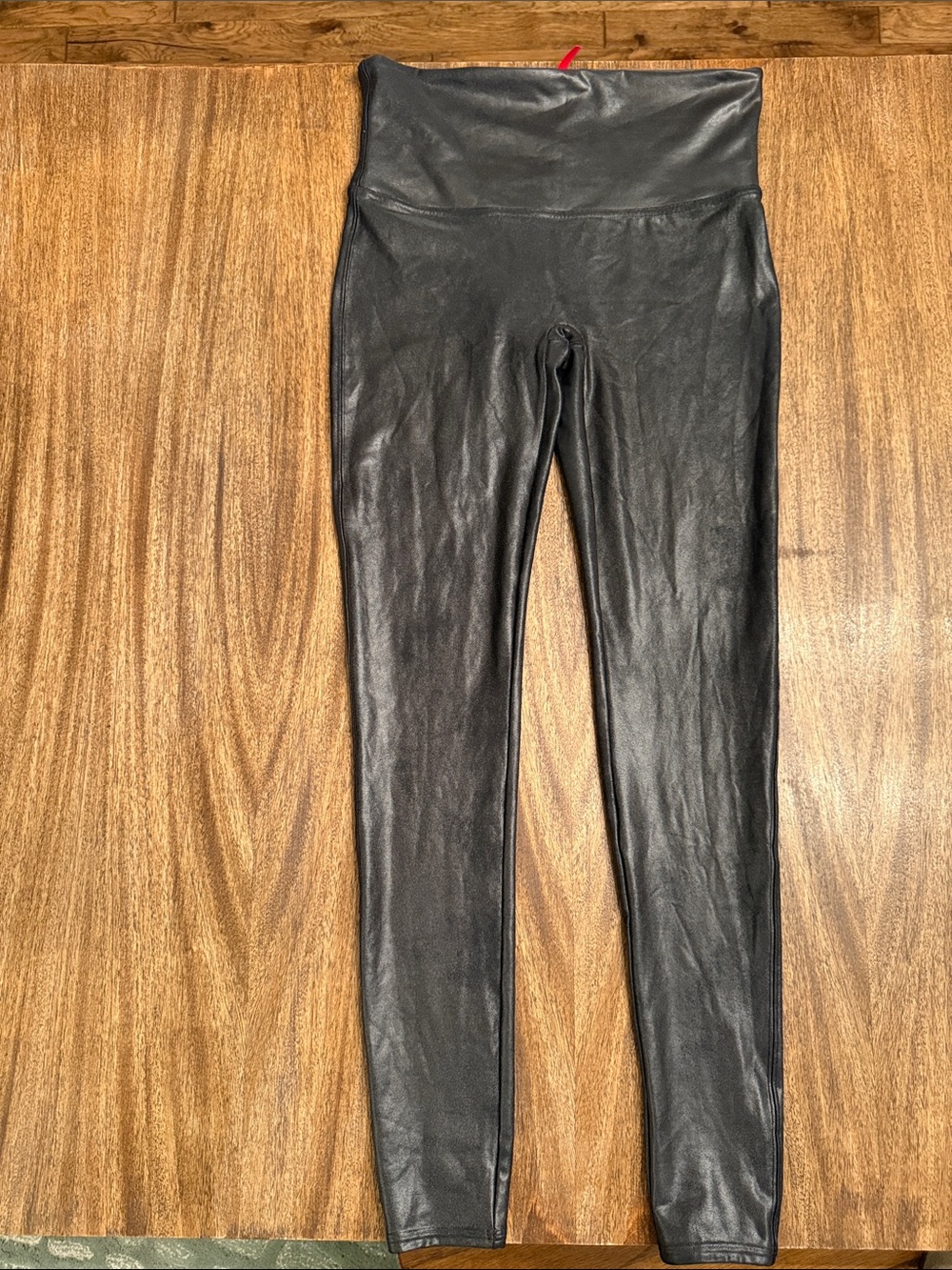 SPANX Black Faux Leather High-Waist Leggings XL